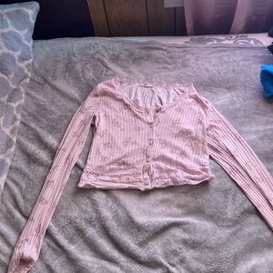 Pink butterfly crop top